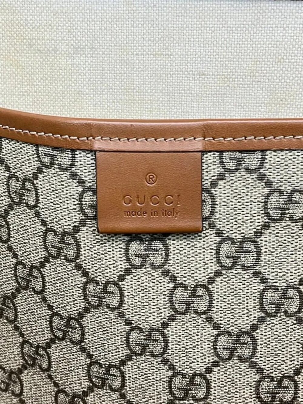 GUCCI GG Plus GG Supreme/Shelly (Web) 211134 Beige Dark Brown Multi PVC Leather - Picture 8 of 14